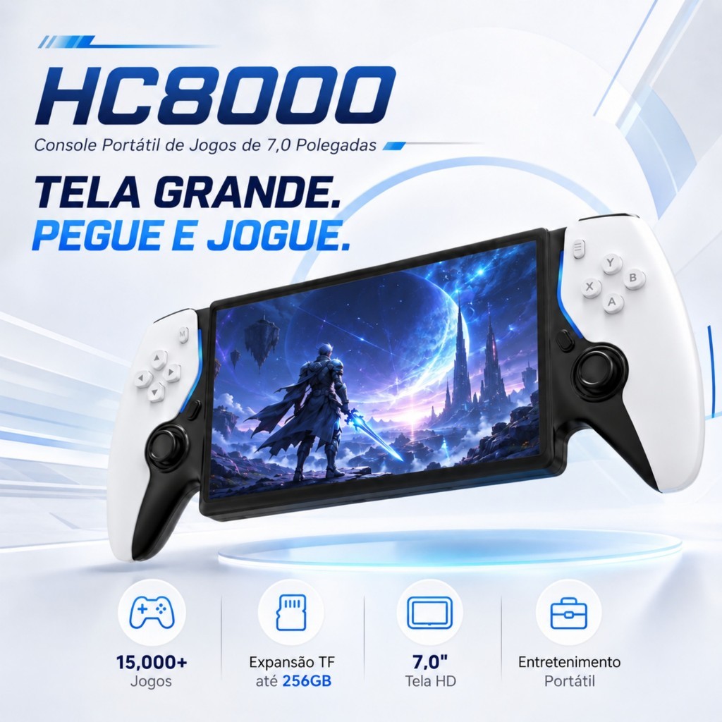Console De Jogos Portátil De 7 Polegadas Linux Player HC8000 Dispositivo Retrô Quad Core Chip 3500mAh Bateria HDMI Saída