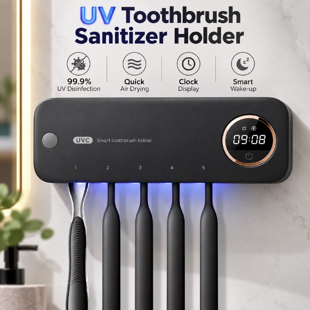 Desinfetante Para Escova De Dentes UV Com Ventilador De Secagem Recarregável 3500mAh Esterilizador Suporte Montado Na Pa