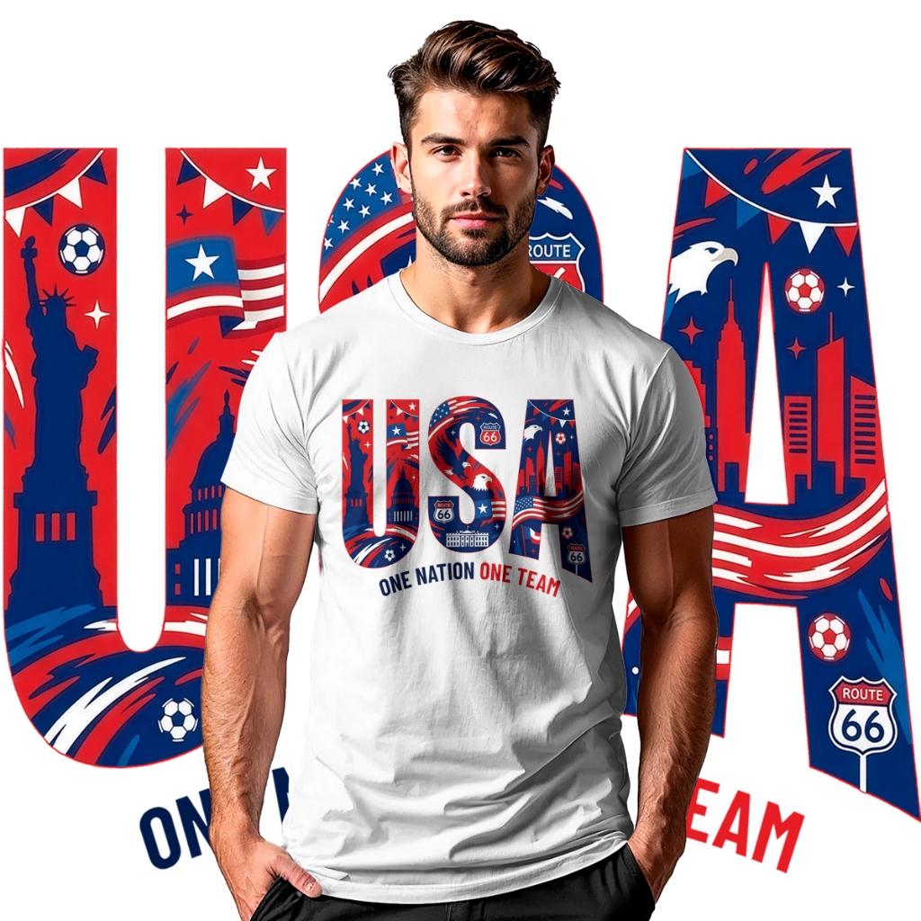 Camiseta blusa USA One Nation One Team Estados Unidos 26