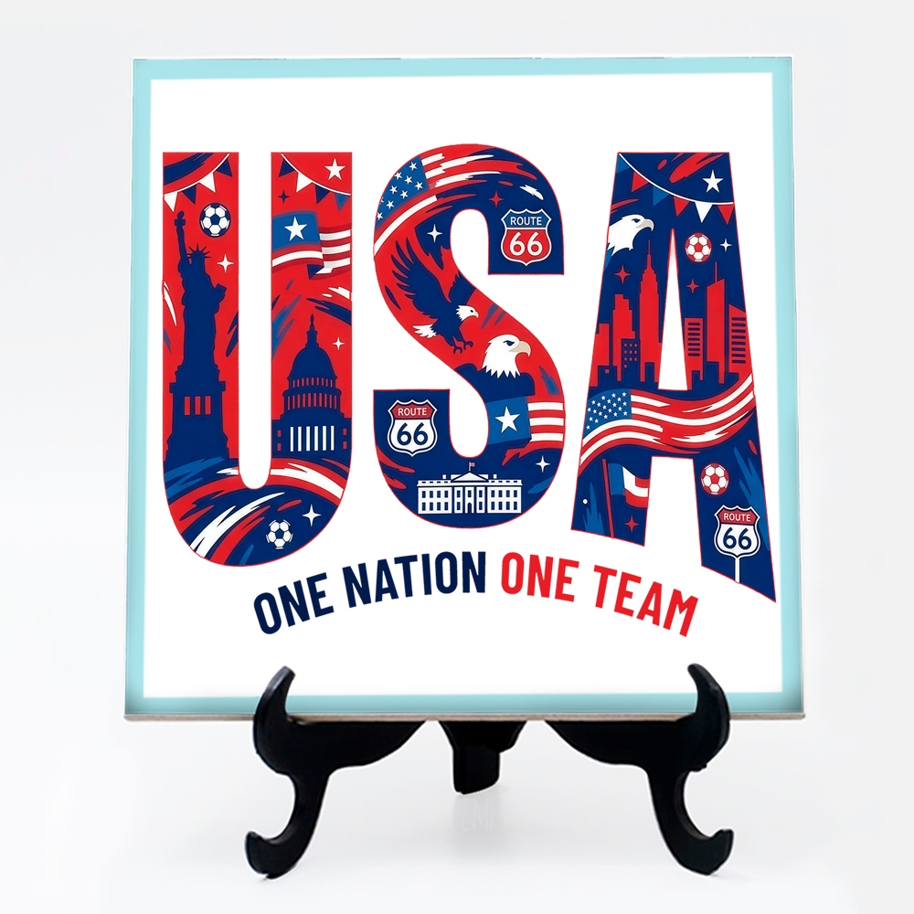 Quadro azulejo USA One Nation One Team Estados Unidos 26