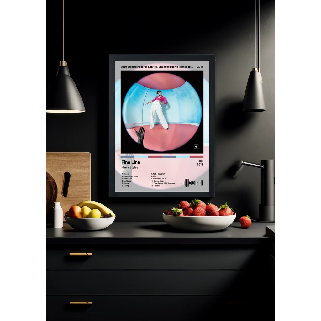 Quadro Decorativo Harry Styles Fine Line (Light) Com Vidro