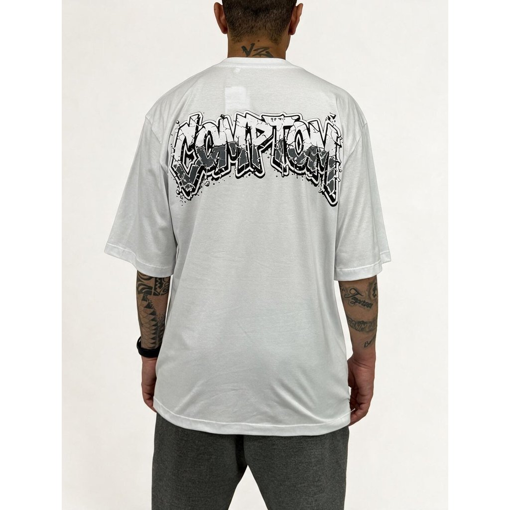 Camiseta Oversized Compton Graff Broken Walls - Branca