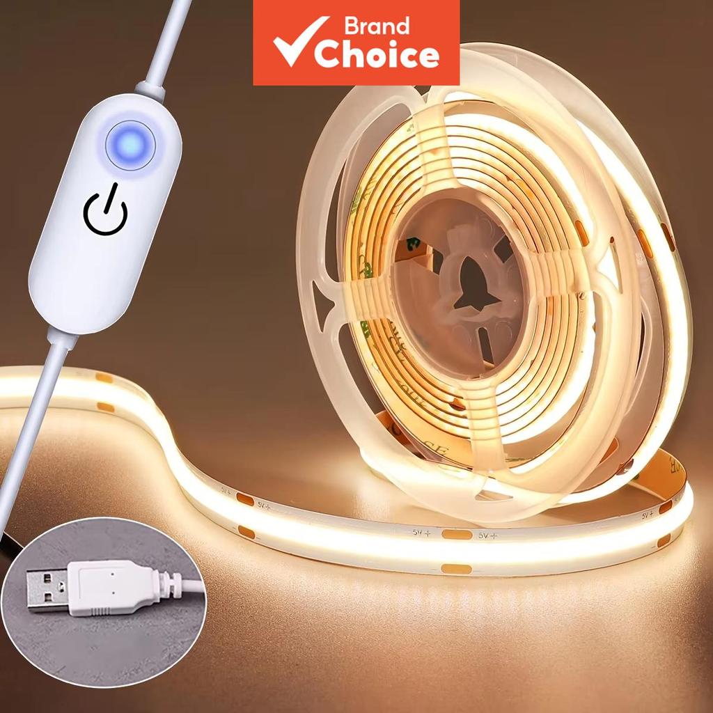 Faixa de Luz LED SAIMILI 5V COB DIY Luz de Fundo de TV 320Led/m Dimmer de Toque Fita de Diodo USB Iluminação Linear