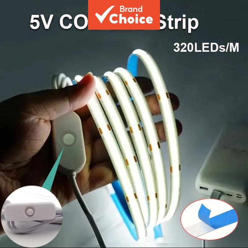 Saimili 5V Cob Led Strip Light Fita Flexível Usb Autoadesiva Com Interruptor Iluminação Linear De Alta Densidade Para Ar