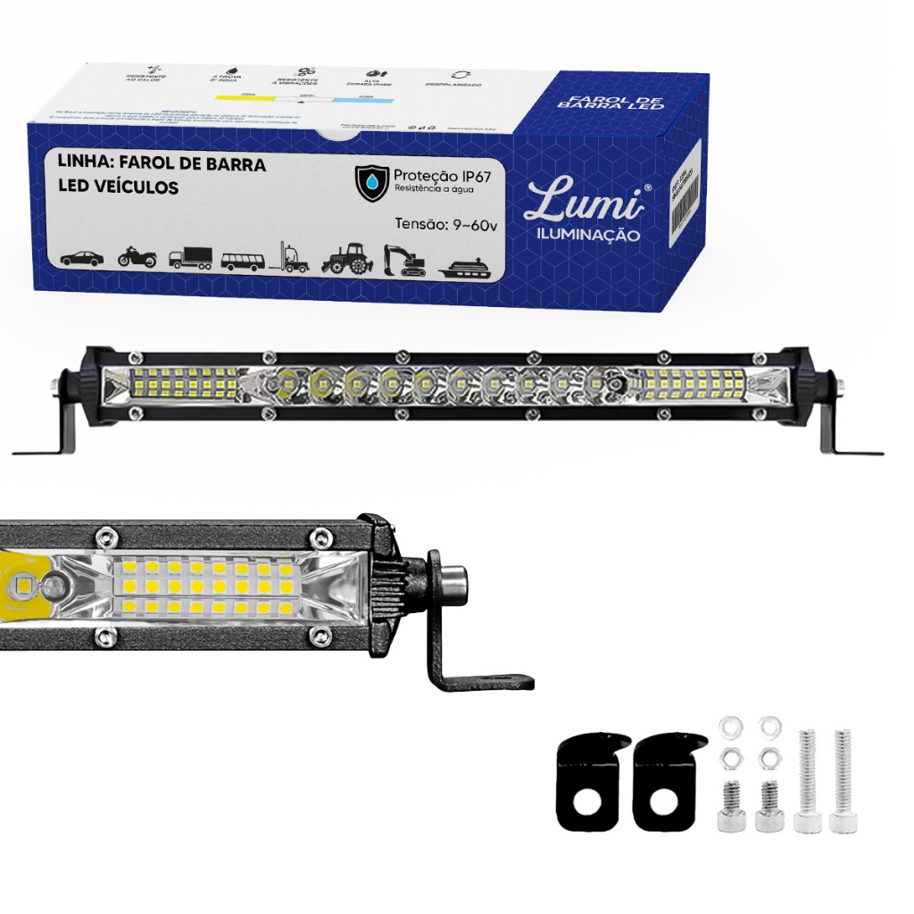 Farol De Barra Linear Auxilar Led 7d 90w Universal Off Road