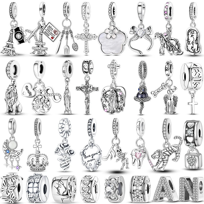 Venda Quente Encantos Contas 925 Prata Esterlina Cor Arco Cruz Vida Árvore Caber DIY Original Pulseira Charme Pingente J