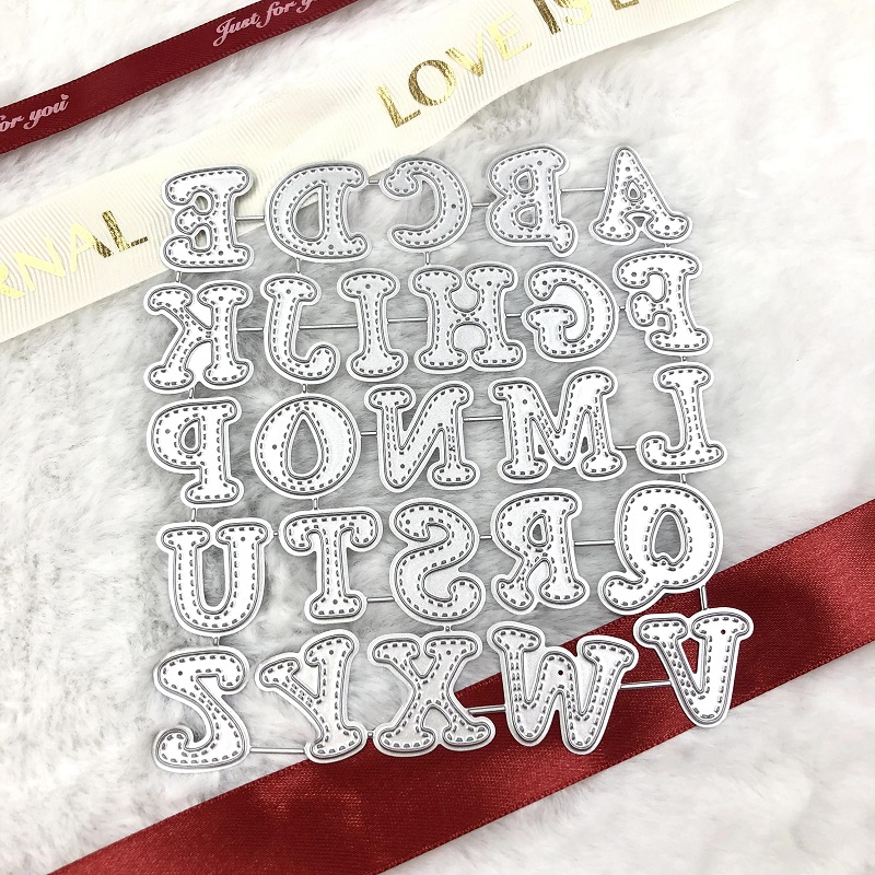 Hot Selling 2,5cm Alfabetos Altos Corte De Matriz De Metal Para Raspagem E Gravação De Cartão De Felicitações Cortes Stencil DIY