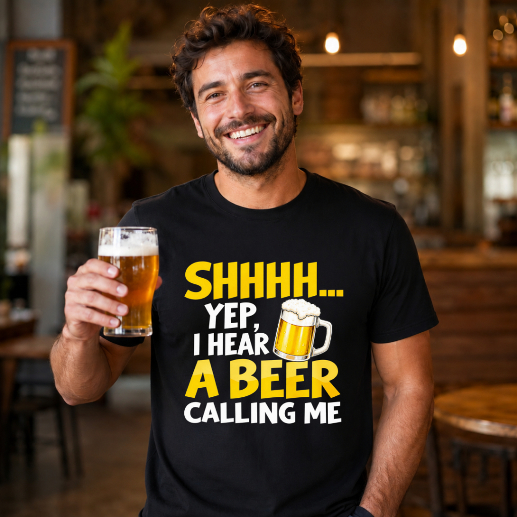 Short-Sleeve T-Shirt with Beer Print—100% Cotton, Unisex, Trendy and Stylish Street Style