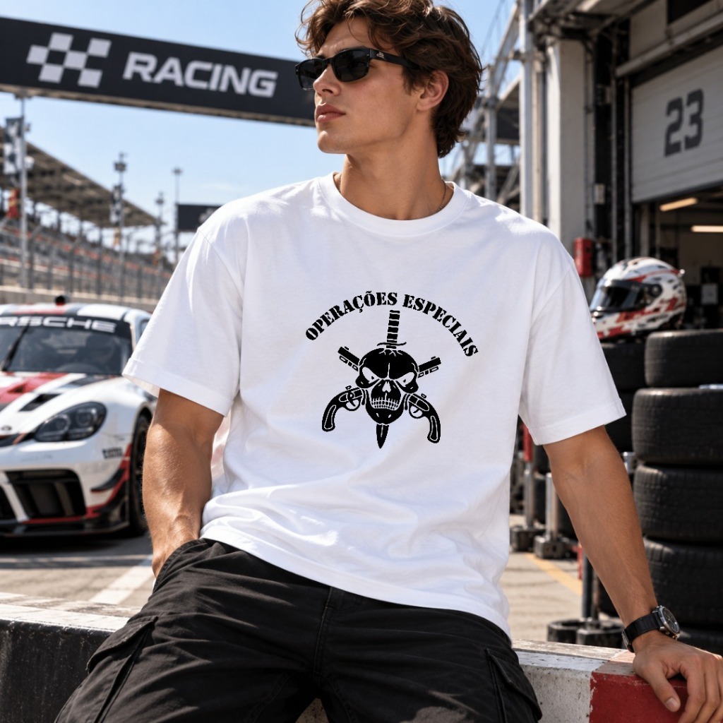“Special Operation” Text Print Short-Sleeve T-Shirt—100% Cotton, Unisex, Trendy and Fashionable Street Style