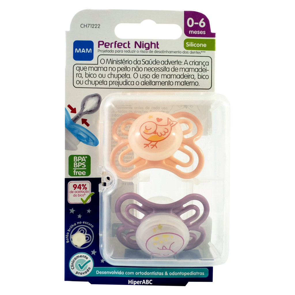 2 Chupetas MAM Perfect Night 0–6 Meses – Brilha no Escuro
