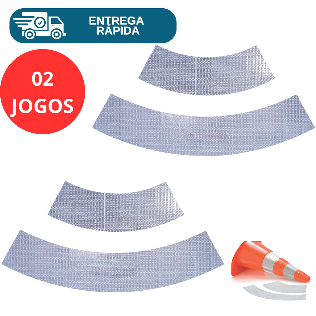 Kit 2 Prs Faixa Refletiva Auto Adesiva Tipo Colmeia Para Cone 75cm Sinalização Luminosidade Noturna