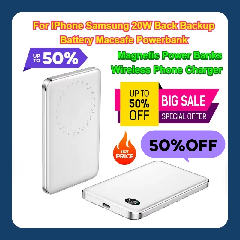 Magnetic 10000mAh Power Banks Wireless Phone Charger For IPhone Samsung 20W Back Backup Battery Macsafe Powerbank