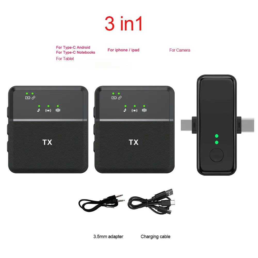 3 In 1 Wireless Lapel Microphone Streaming SX31 Professional Micro Tie Mini Mic Lavalier Micfrofo For Iphone Radio Mobile Tiktok