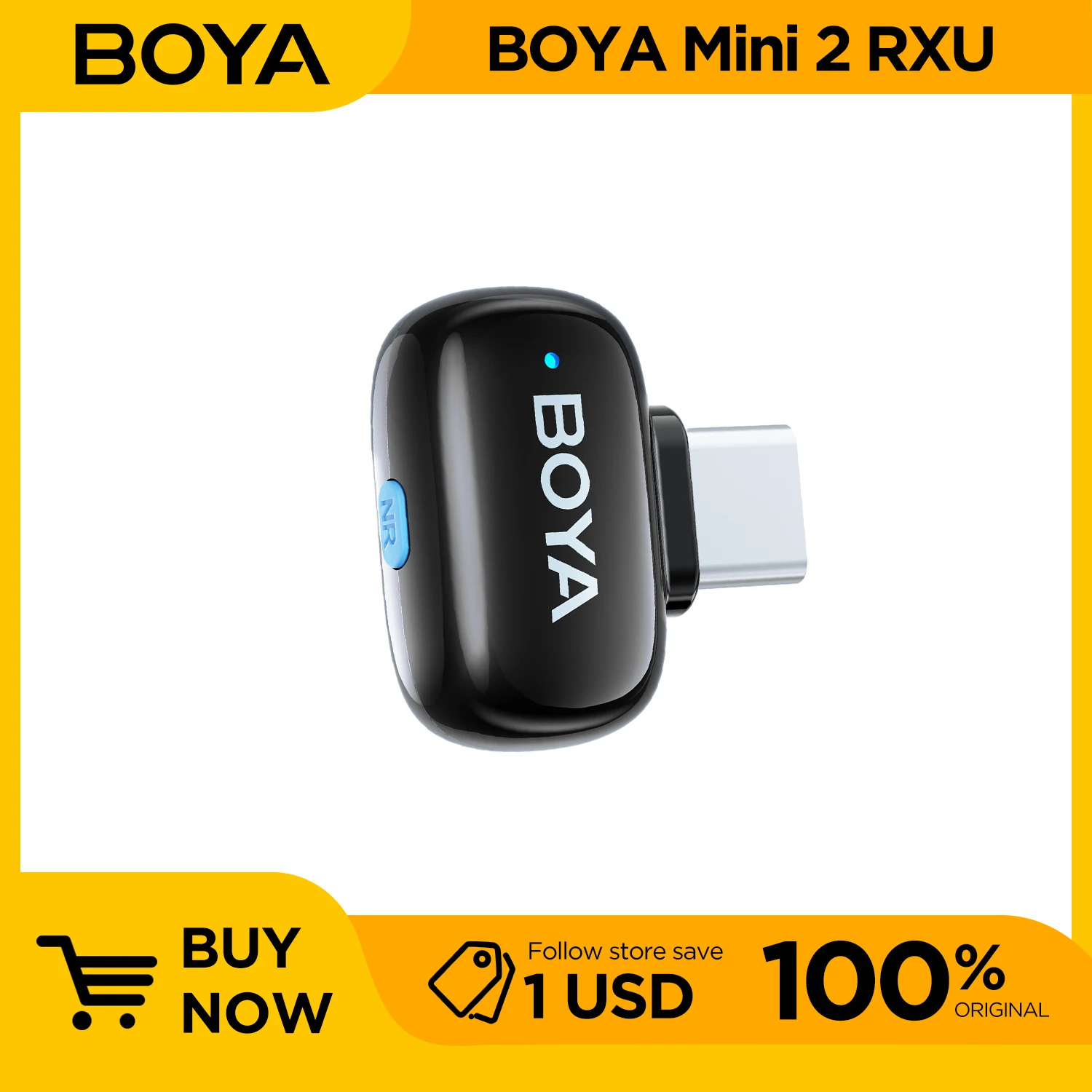 BOYA Mini 2 Receiver Compatible with Android iPhone, Type-C and Lightning Interfaces for Use with BOYA Mini 2 Wireless Lavalier