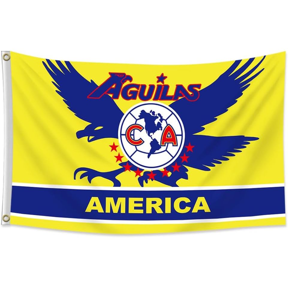 Bandeira do Clube de Futebol América Aguilas México, Bandeira de Futebol para Exteriores, Resistente, Dupla Face, Poliés