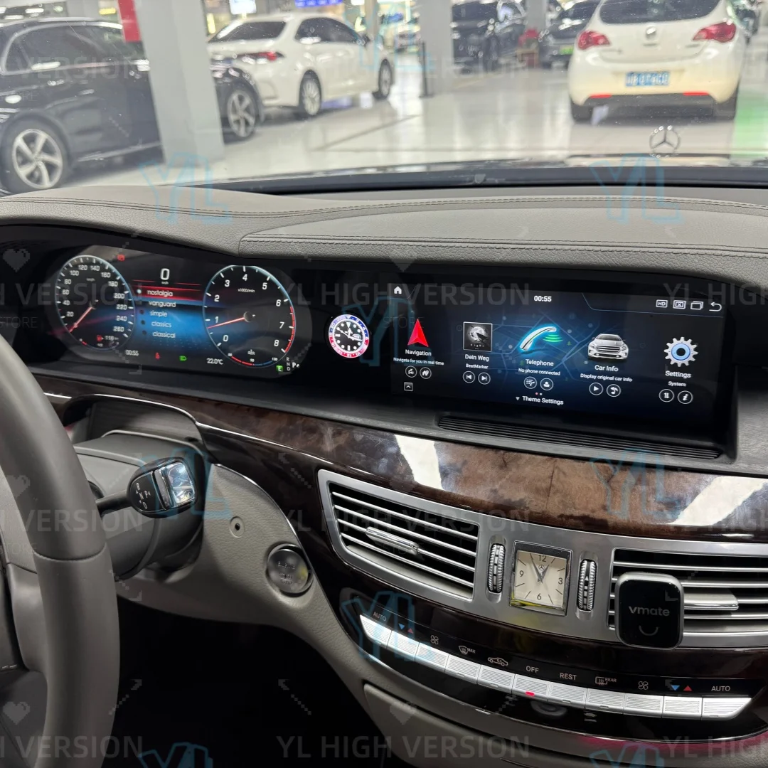 12.3inch Digital Speedometer and Android13 Car Multimedia Radio For Mercedes Benz S Class W221 2006-2013 Head Unit Bluetooth 5.0