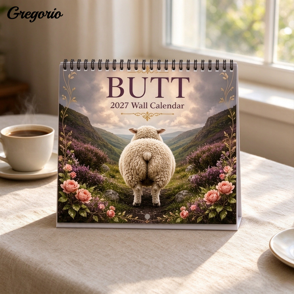 Monthly Wall Calendar Funny Planner 2027 Butt – Cute Humorous Square Spiral Binding 12-month Jan-dec Perfect Home Offi