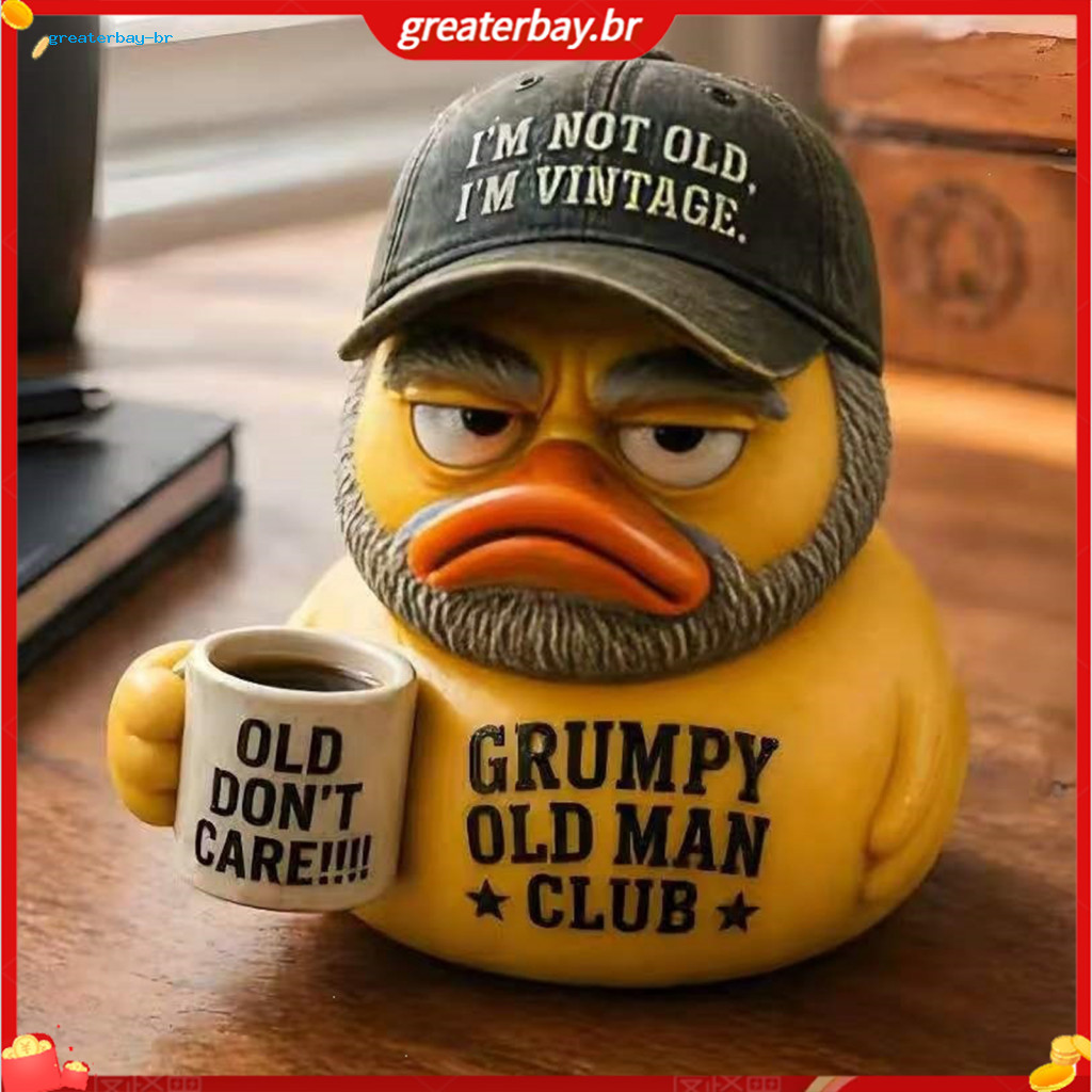 Vintage Grumpy Duck Figurine Humorous Resin Sculpture Desk Decor for Office Bar Man Cave Unique Novelty Gift for Men Sou