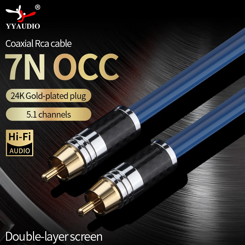 7N OCC RCA Audio Cable Male to Male 75Ω Premium SPDIF Coaxial Rca to Rca Stereo Cable for Sound Bar CD DVD Digital TV