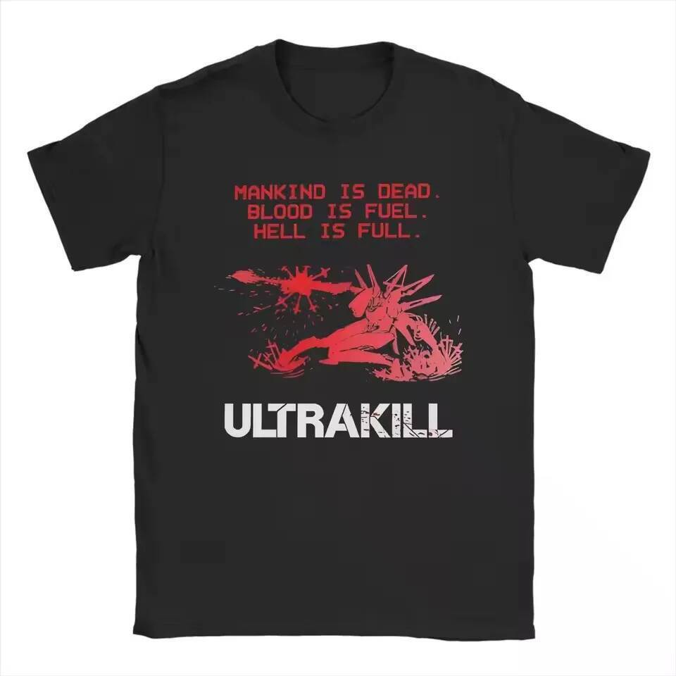 Camiseta  T-Shirts for Men Ultrakill Humorous High Cotton Tees Crewneck Short Sleeve T Shirts Printing Clothes Street