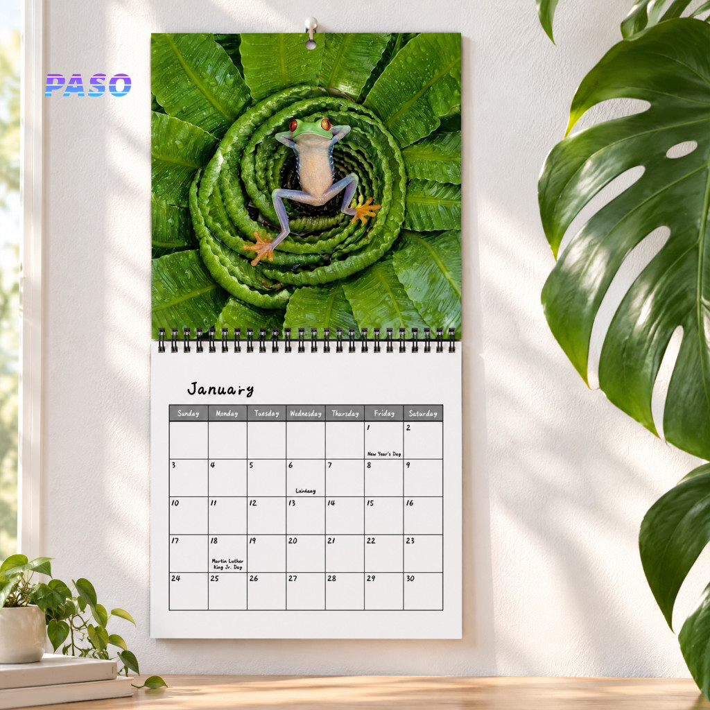 Thick Paper Office Organizer Funny Frogs 2027 Wall Calendar – Cute 12-month Humorous Frog Planner for Home Jan-dec Per