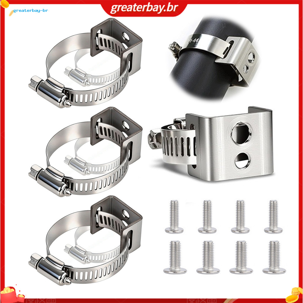 4pcs Adjustable Stainless Steel Sign Mounting Brackets for Round Poles 1.3-2.24 Inch – Durable Holders for Traffic Sto