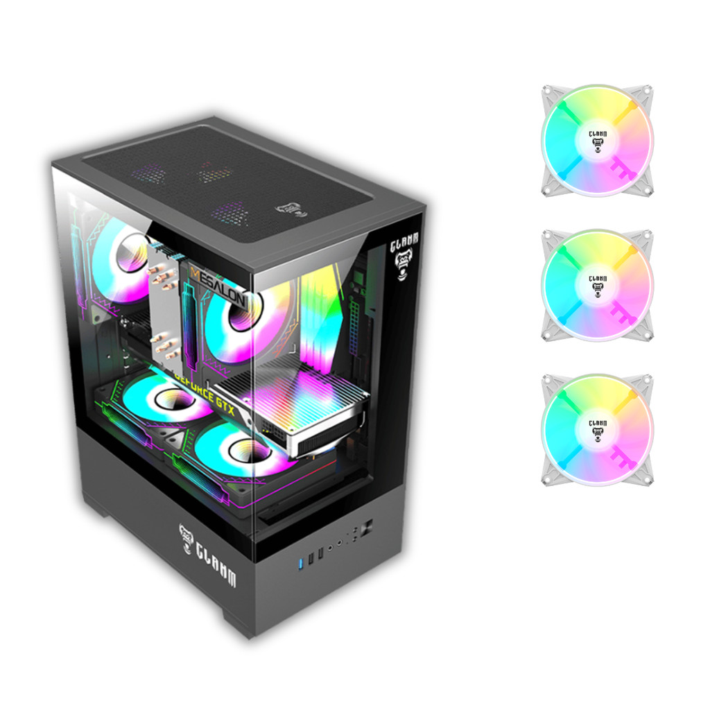 Gabinete Gamer Night Megalon Rgb + 3 Fan Branca  ARGB Clanm