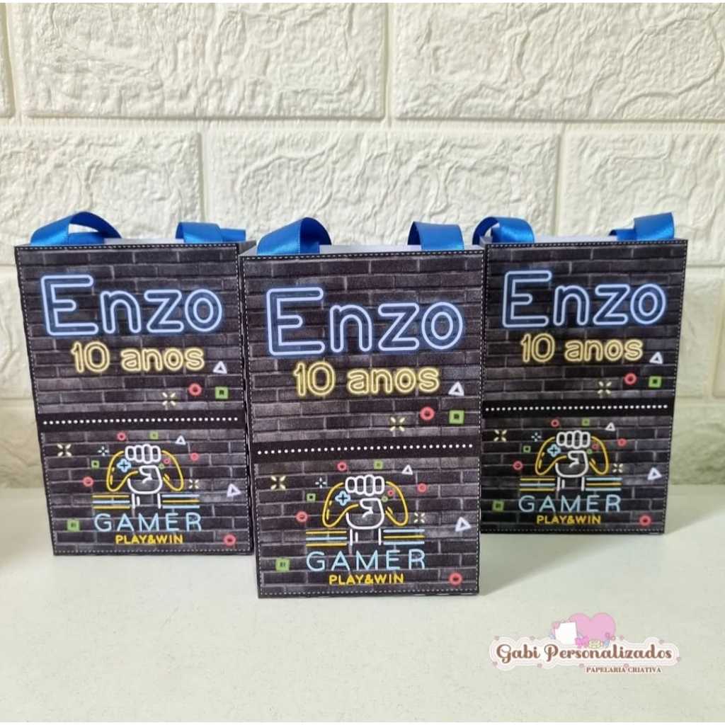 Sacolinha P - Gamer - Kit com 10 un.
