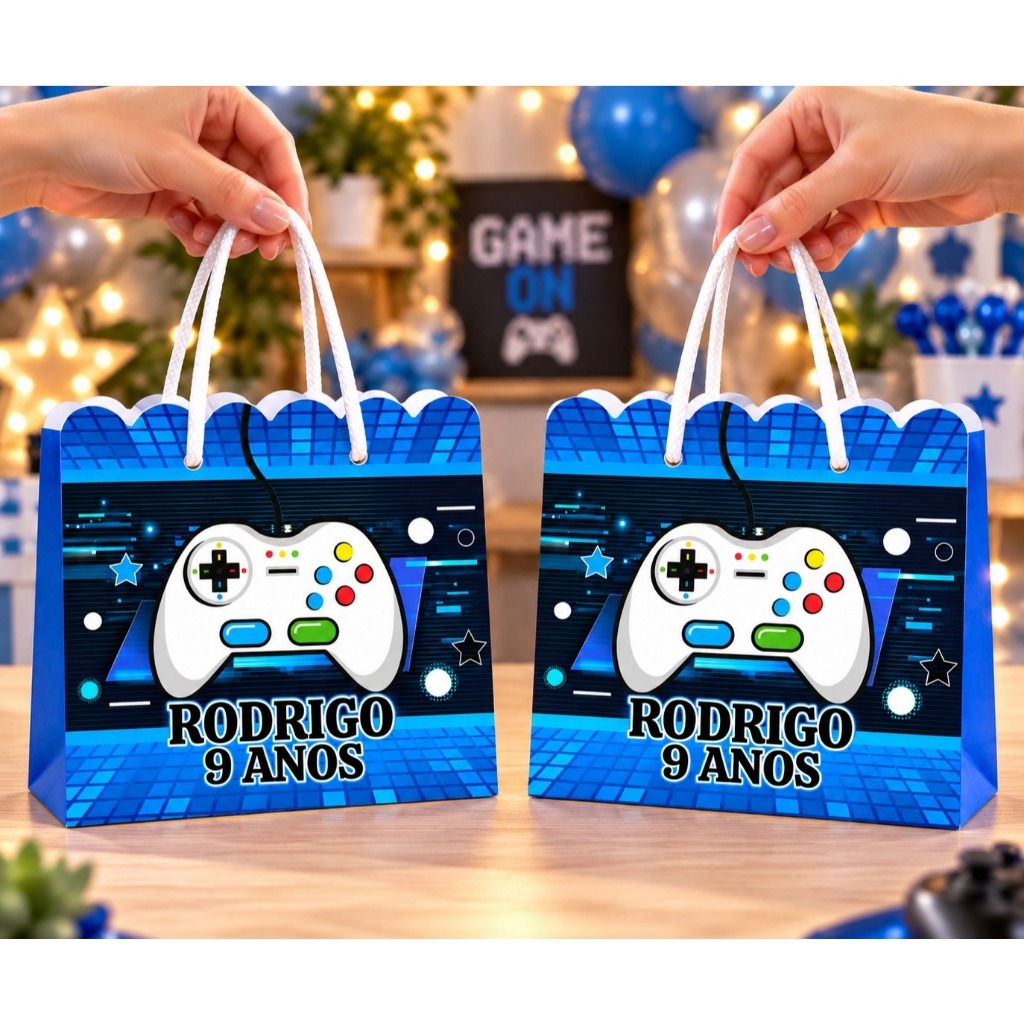 Sacolinha G Personalizada Vídeo Game Controle Gamer Lembrancinha de Aniversário Festa Infantil