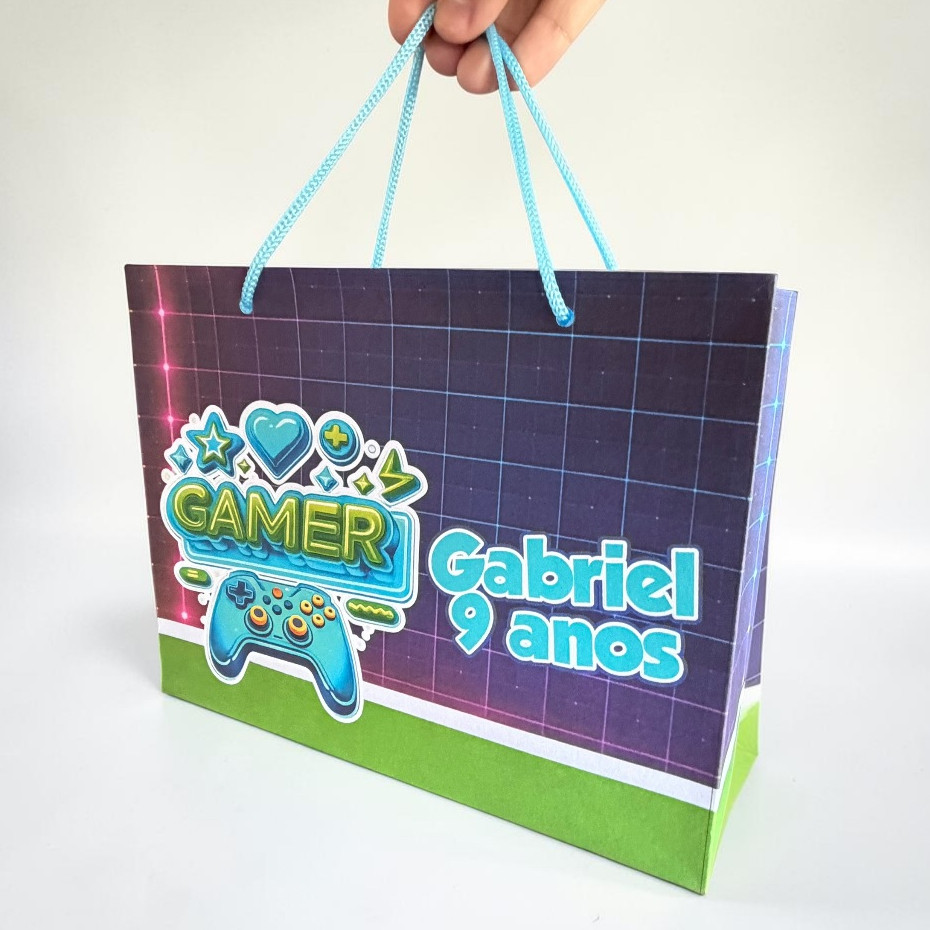 10 Sacolinhas G Gamer Personalizada – Lembrancinha/ bolsinhas mimos Festa Infantil