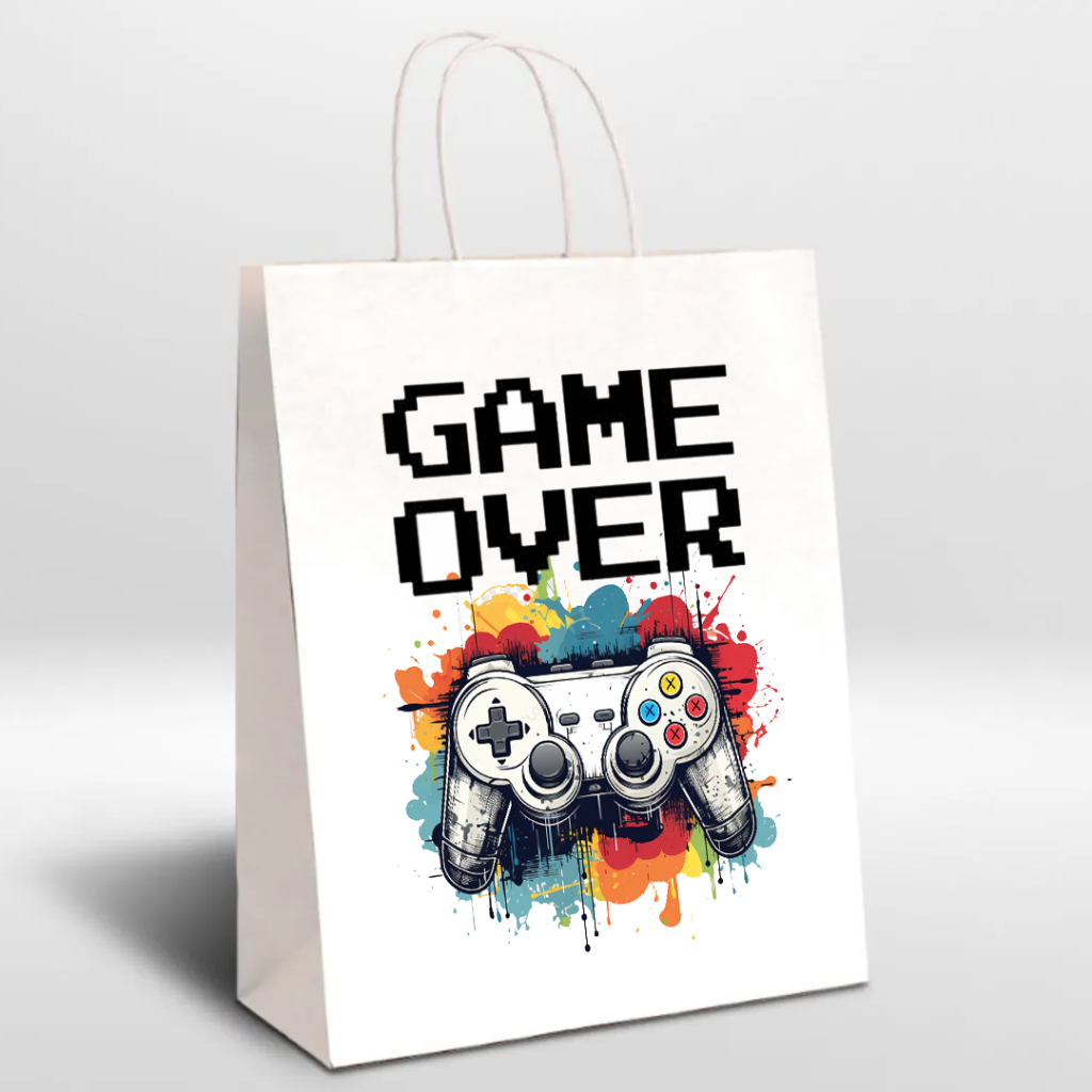 Sacola de papel para lembrancinha Videogame Gamer - Kit 10 Unidades - Medida: 18x09x22cm