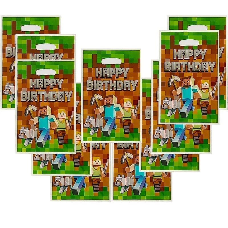 Pixel Bloco Gamer Festa Sacos De Presente 10-30 Pçs Plástico Saque Tratar Saco Crianças De Aniversário Favor Doces Goodi