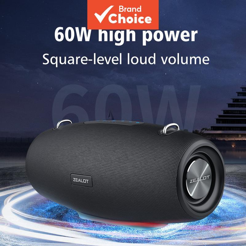 Caixa de Som Bluetooth ZEALOT S67 60W para Ambiente Externo, Graves Potentes, Bateria de 14400mAh, Resistente a