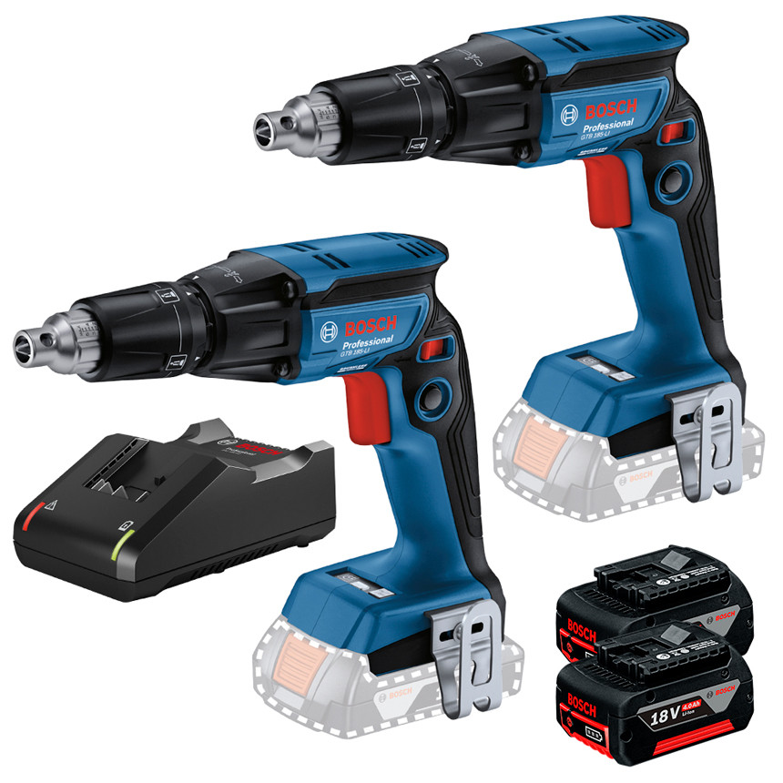 Kit com 2 Parafusadeira para Drywall Motor Brushless GTB 185-LI + 2 Baterias GBA 18V 4Ah e Carregador Bivolt GAL 18V-40
