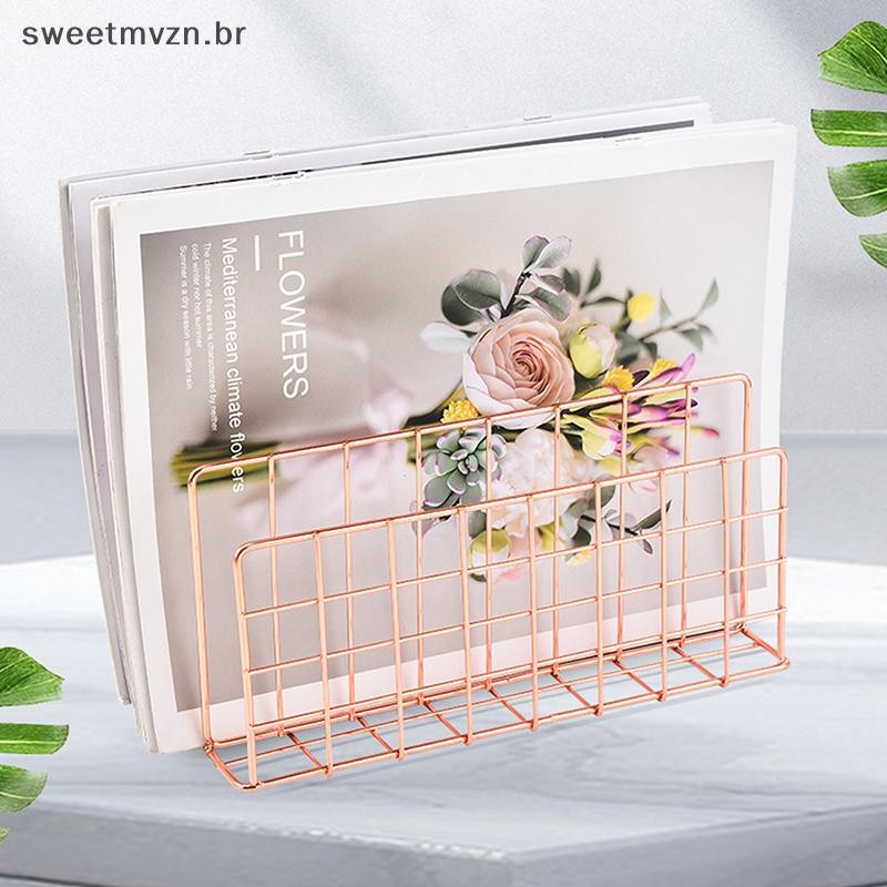 sweetmvzn Ins Minimalista Ferro Desktop Rack De Armazenamento Organizador De Mesa Documentos Livro Multifuncional BR