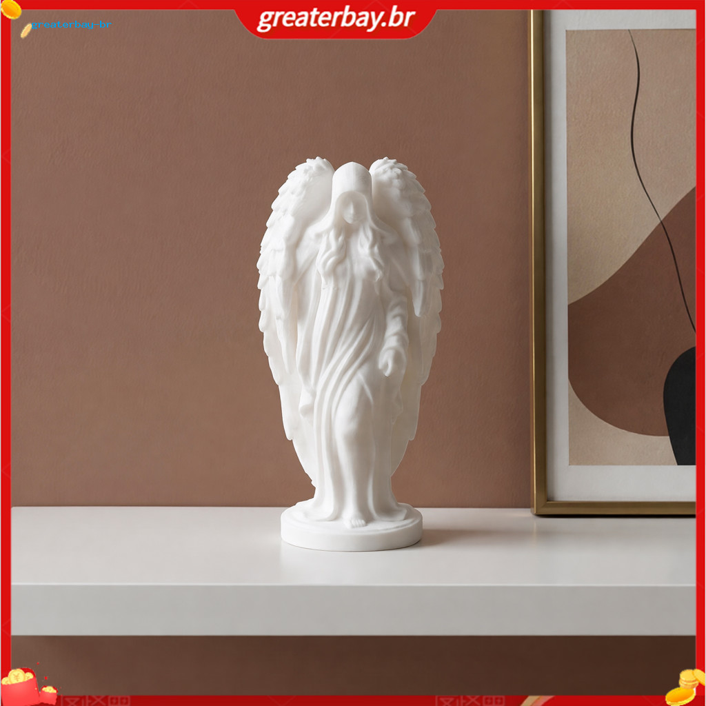 Elegant 3d Printed White Hooded Angel Figurine – Minimalist European Style Winged Statue for Home Office Decor Perfect