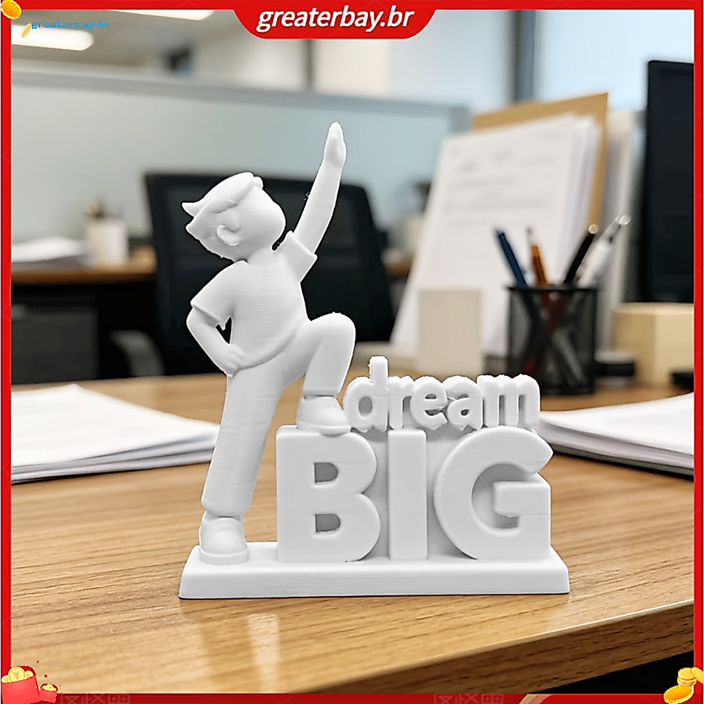 3d Printed Dream Big Inspirational Figurine – Minimalist White Desktop Statue Encouragement Gift for Students Workers