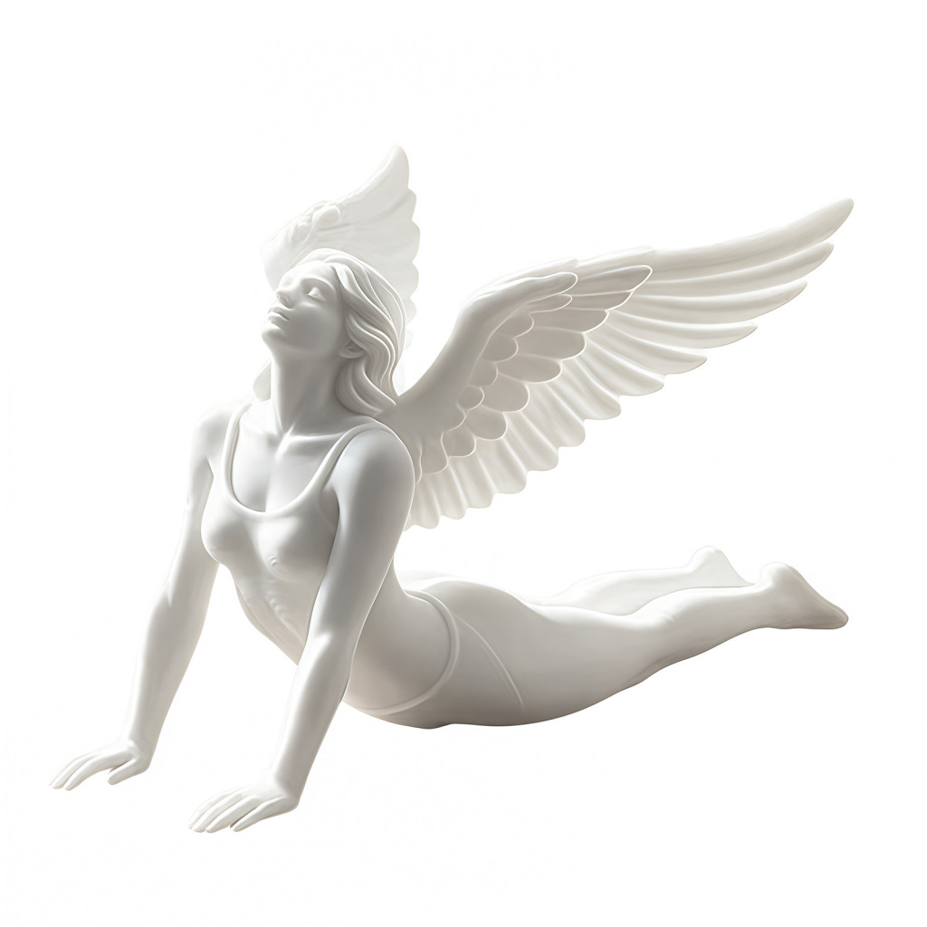 Modern Home Decor White Angel Statue 3d Printed Minimalist Figurine with Detailed Wings – Elegant Decorative for Room