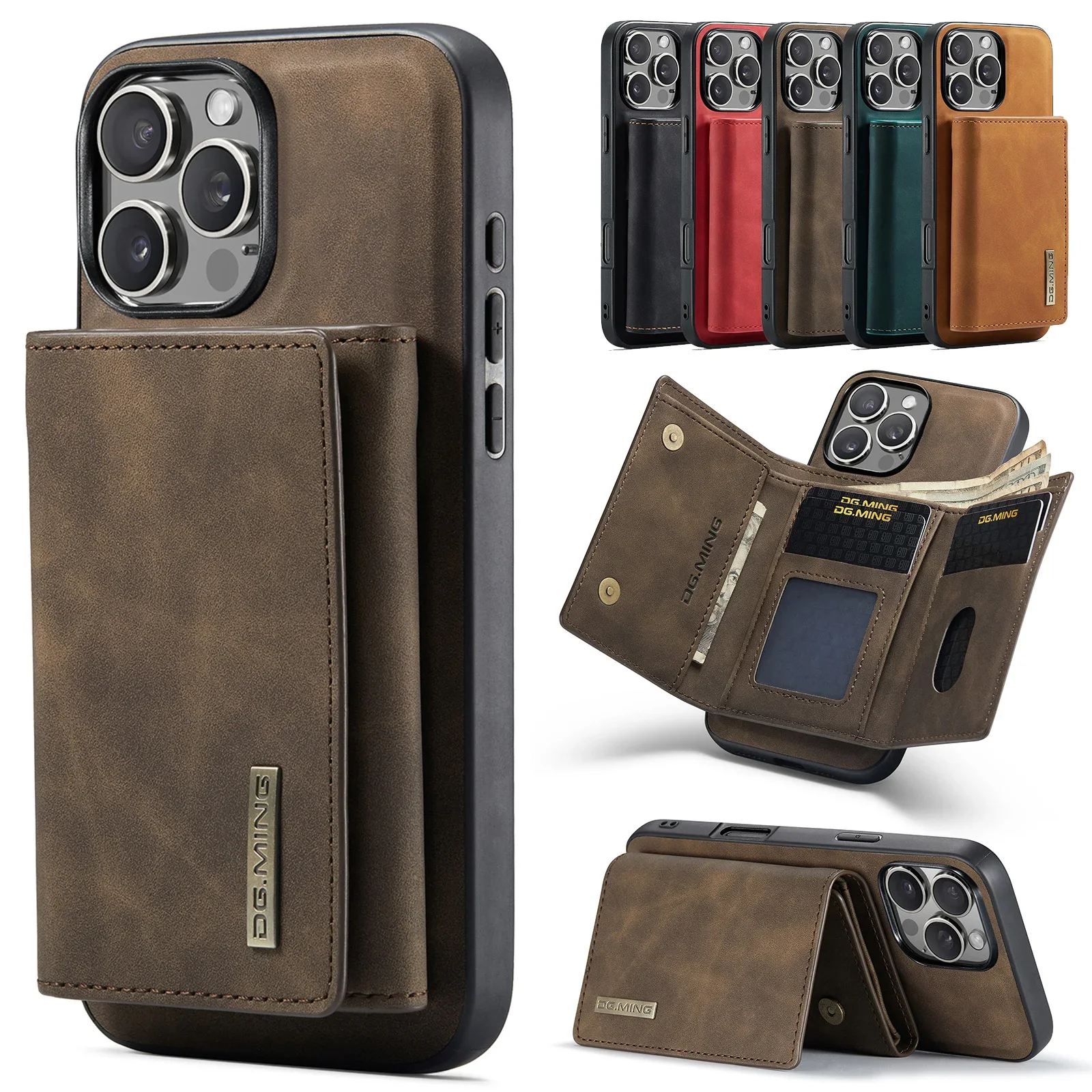 Case For iPhone 17 16 15 14 13 12 11 Pro Max Plus XS Max XR 8 7 Plus Wallet Magnetic Leather Card Holder Pocket Cover