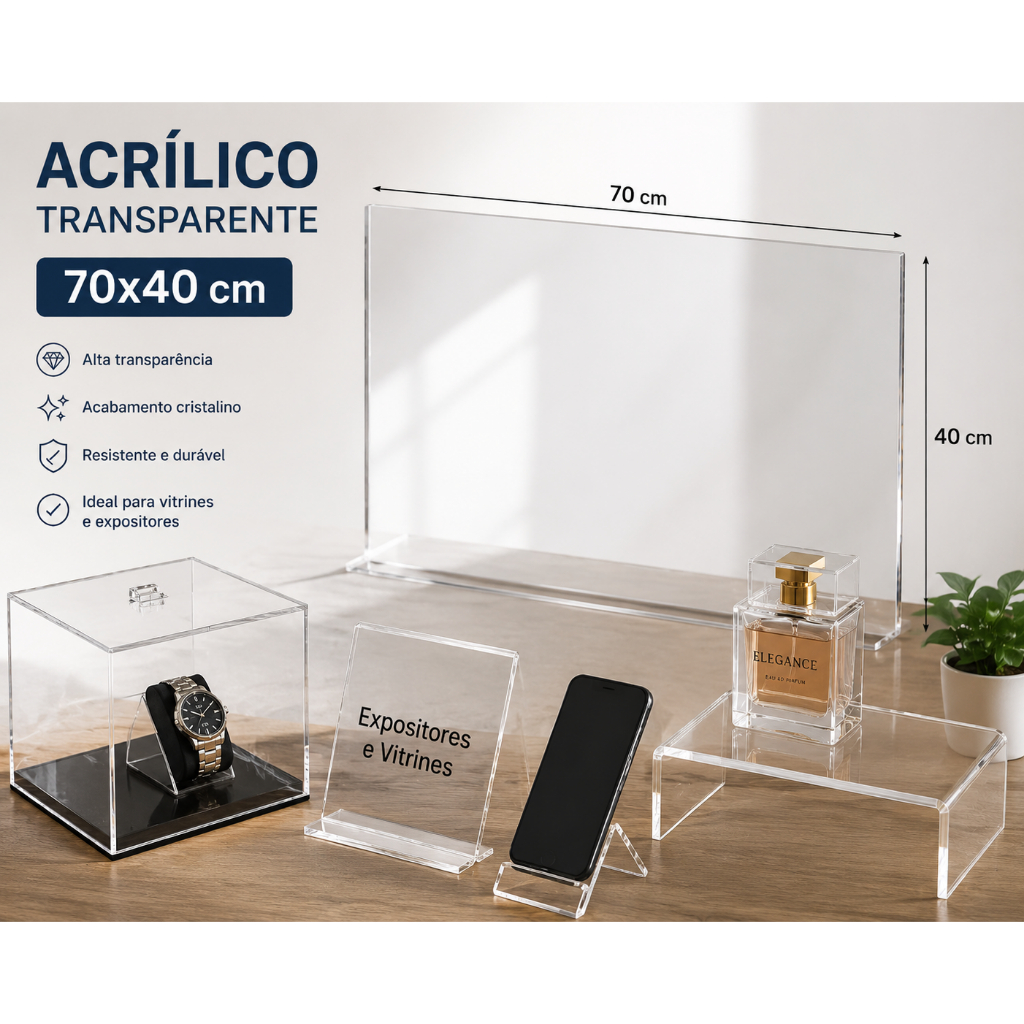 Placa Acrílico Cristal Transparente 75x50cm Corte Laser 2mm 3mm 4mm 5mm 6mm 8mm 10mm