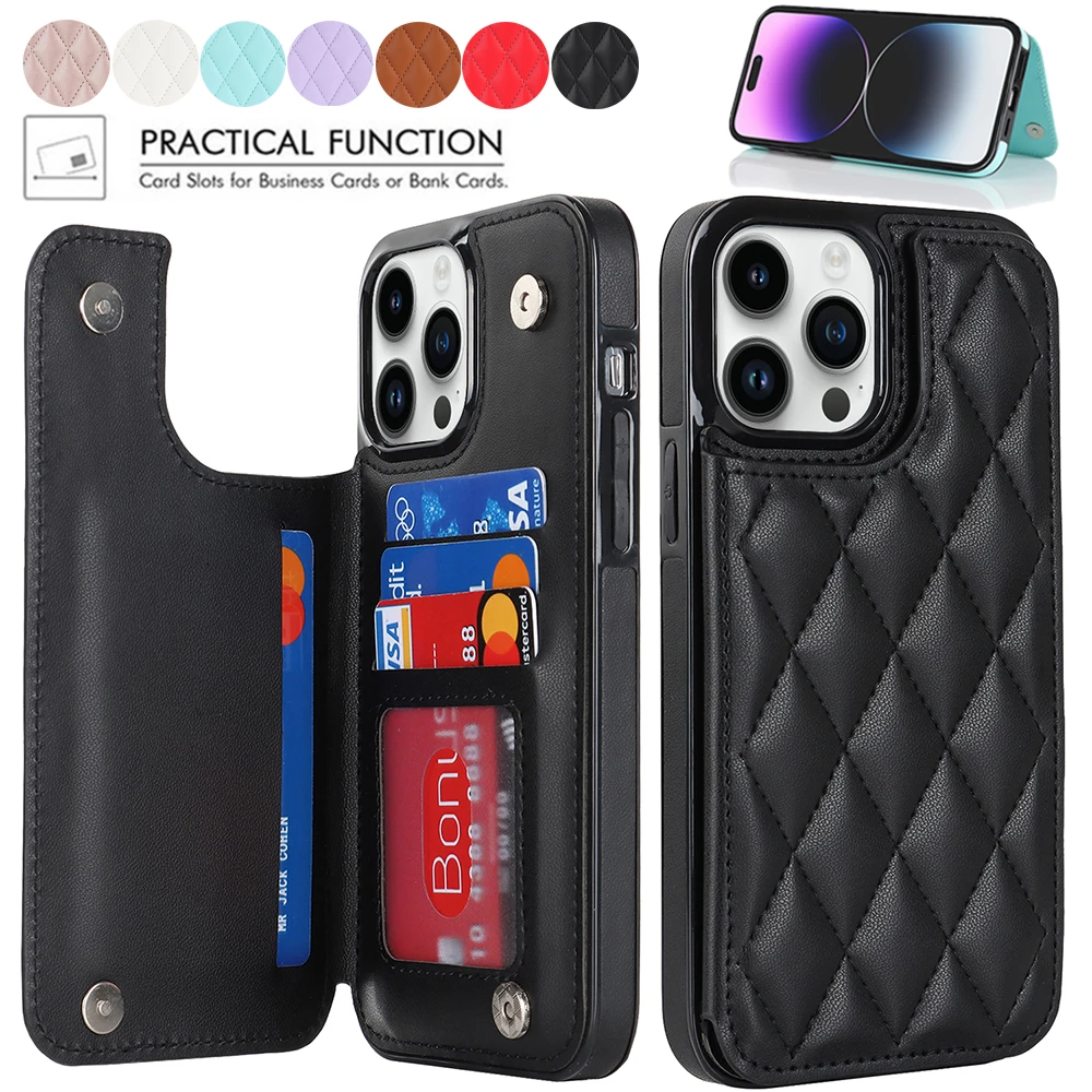 Leather Retro Card Holder Flip Cover for iPhone 11 12 13 14 15 16 17 Pro Max Mini Wallet Case XR X XS Max 8 7 Plus SE 2022 2020