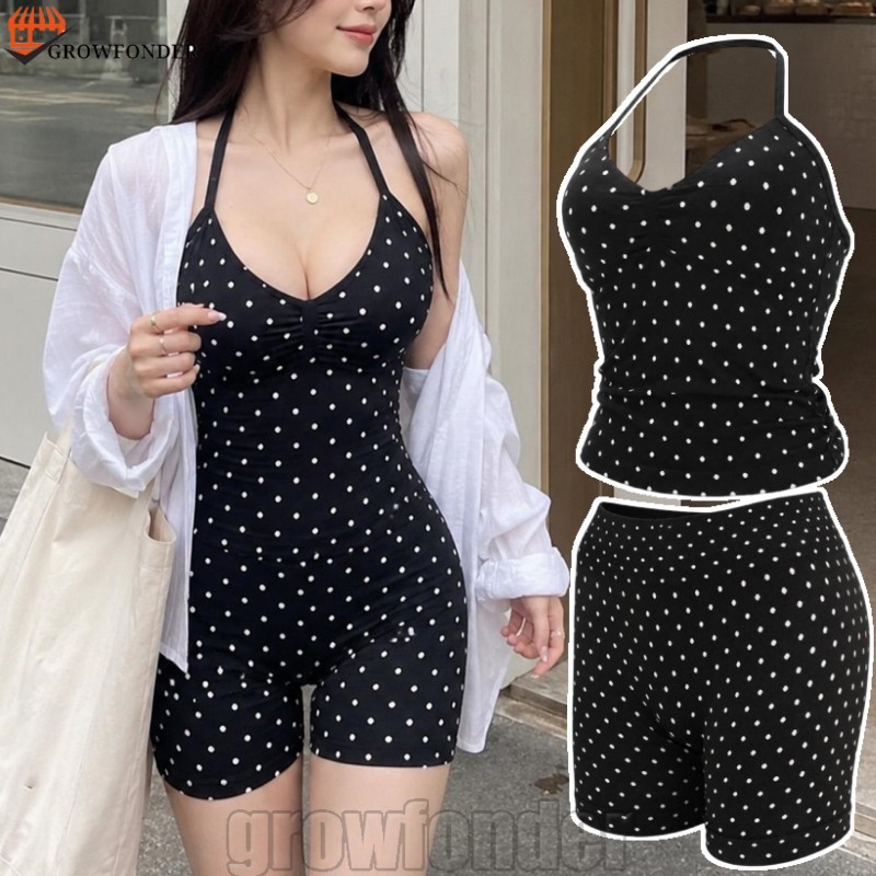 [Fasty] Conjunto De Ioga Feminino Tamanho XS-L – Gola Halter De Bolinhas Para Pilates , Corrida , Academia Roupas Esport
