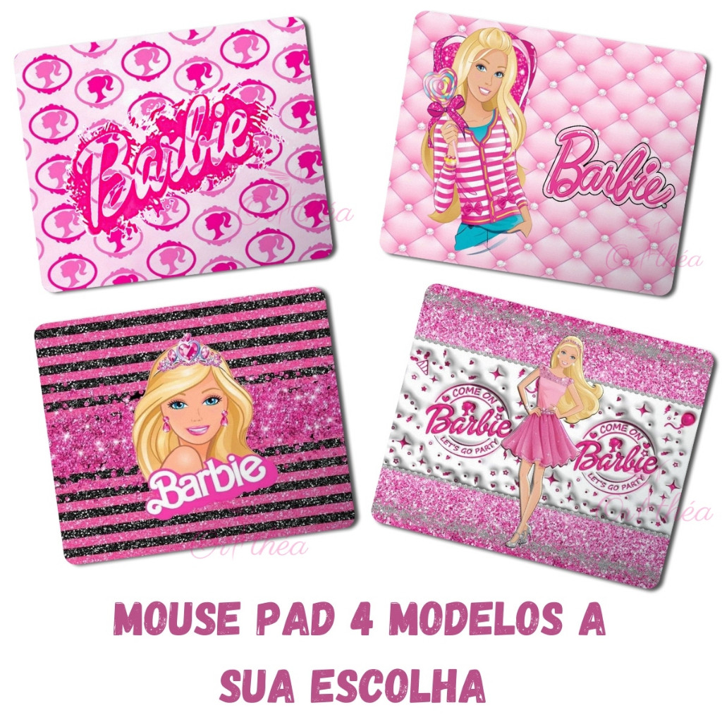 Mouse Pad Estilo Barbie Personalizado decoração rosa desenho filme lembrancinha presente aniversário