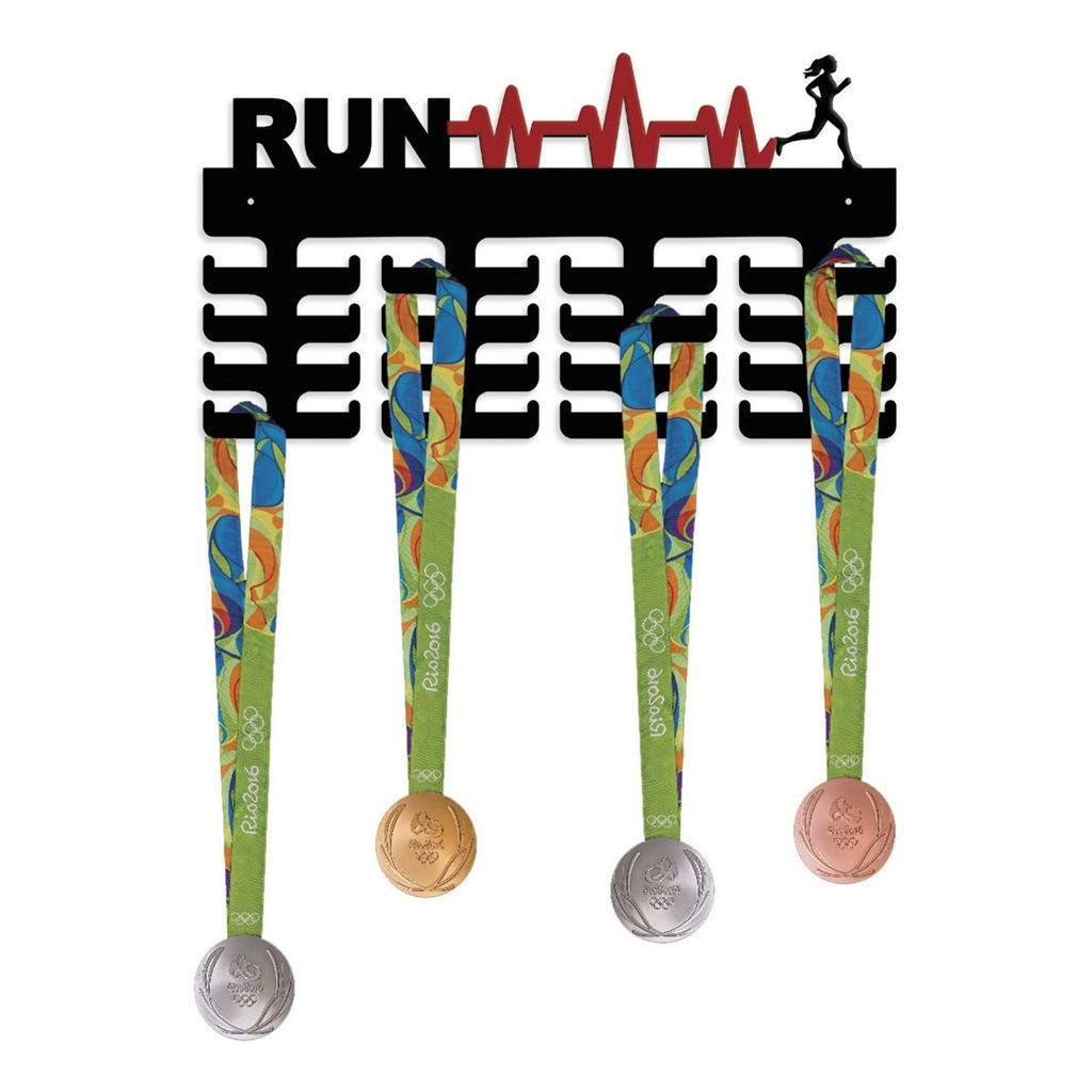 Porta Medalhas De Corrida Cardio Feminina Para 32 Medalhas