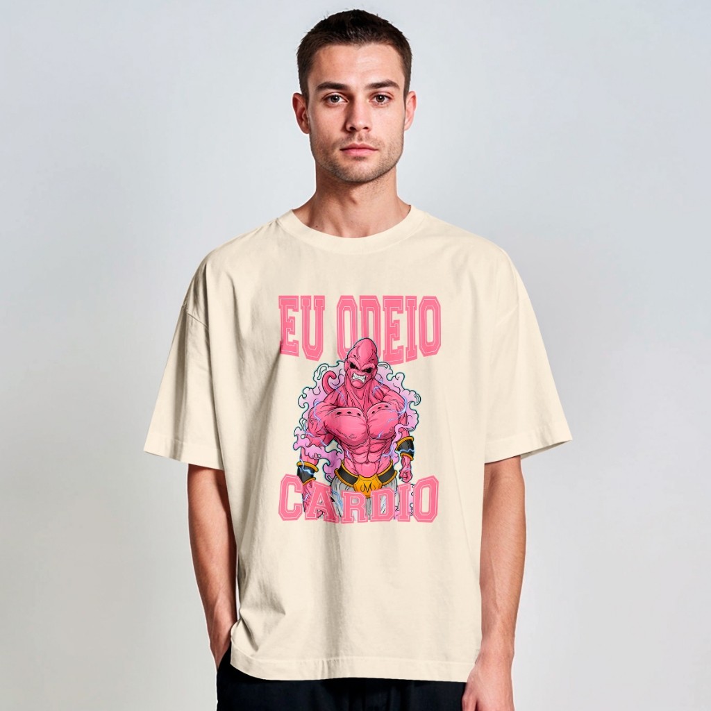 Camiseta Oversized Academia Majin Buu Eu Odeio Cardio Street Dragon Ball Treino REF 2717 Home Custom