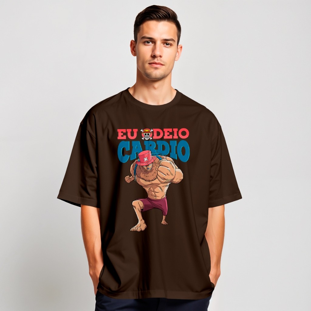 Camiseta Oversized Academia Street Chopper Eu Odeio Cardio Anime Piece Treino REF2716 Home Custom