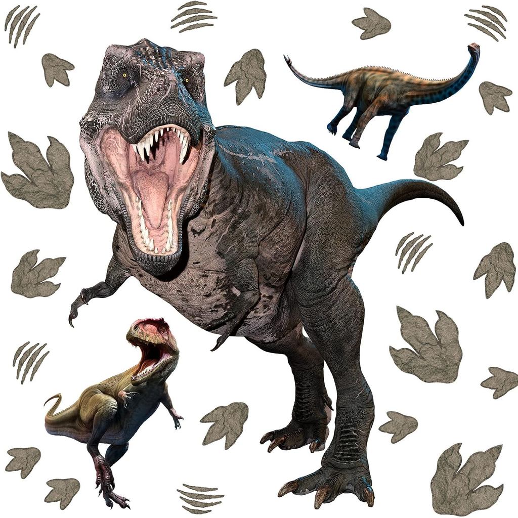Dinosaur Decals for Walls Large Dinosaur Wall Stickers Room Decor for Boys with 56 Pcs Footprints Tracks Decals for Birt