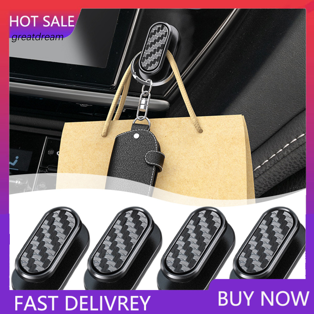 Multi-surface Car Hooks Automotive 4pcs Hidden Abs Adhesive Back Seat Organizer for Masks Chargers Strong Stick for Leat