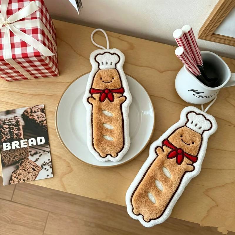 Cartoon Cute Bread Stick Hand Towel Hand Washing Towel Super Strong Absorbent Cloth Foot Towel Children's Kitchen aBFt