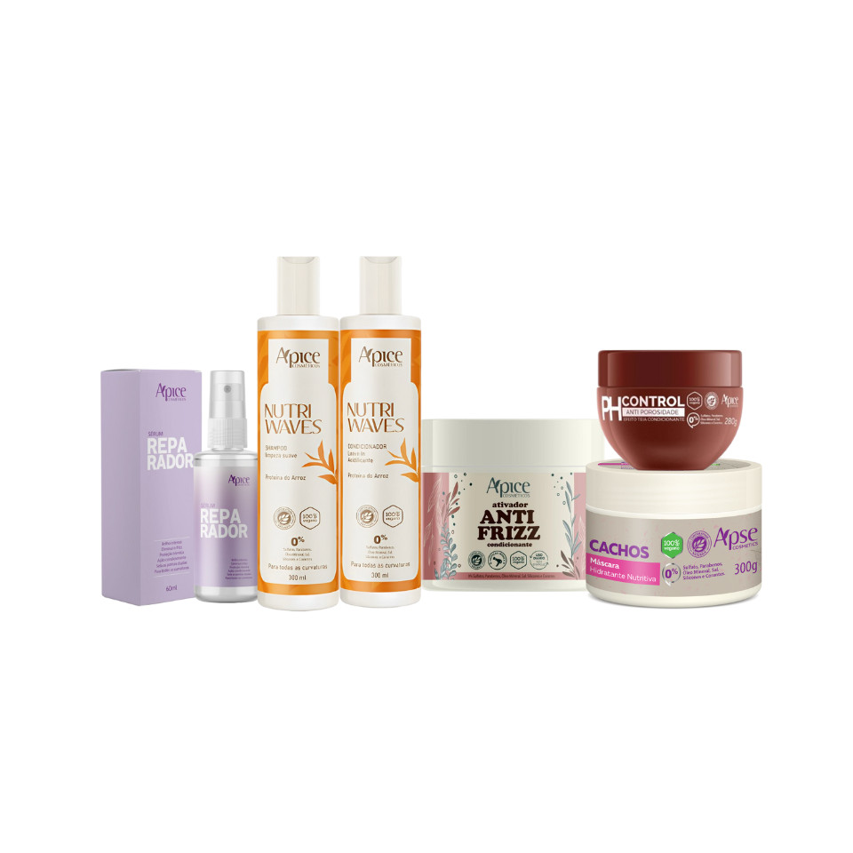 KIT WAVES SHAMPOO CONDI MASCARA PH CONTROL REPARADOR E MAIS